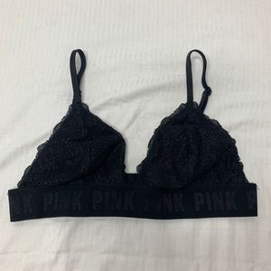 (PINK) black lace bralette